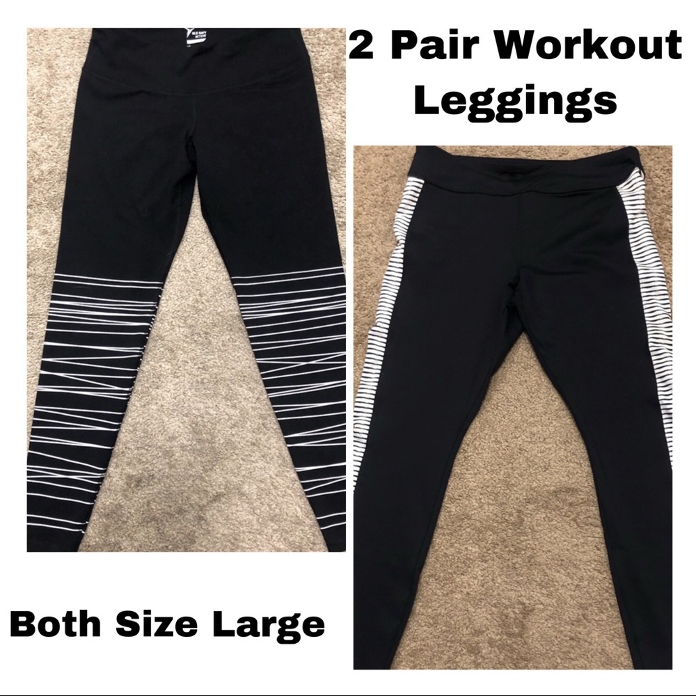 Black & White Workout Leggings 2 Pair Sz L